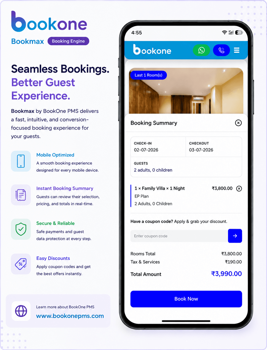 BookMax booking widget on mobile view